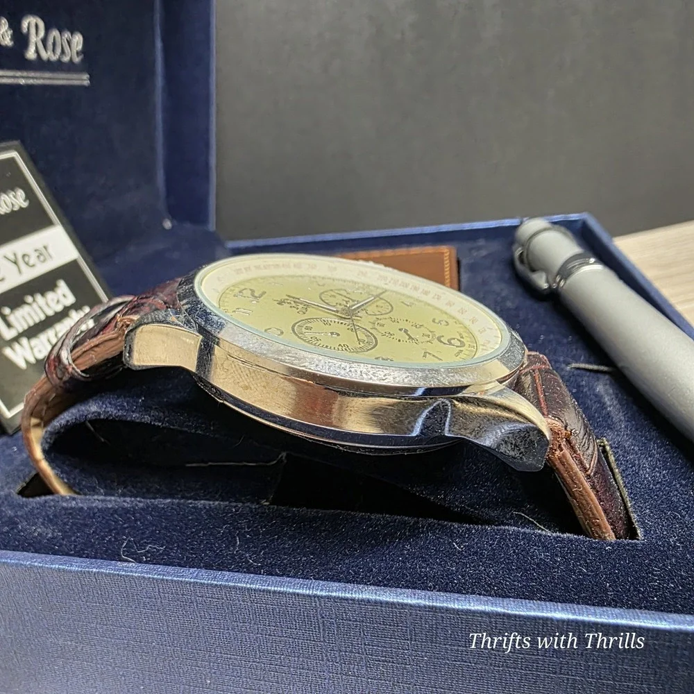 Bella & Rose Gift Set - Men's Watch, Pen, Business Card Holder Gift‎ Set - New